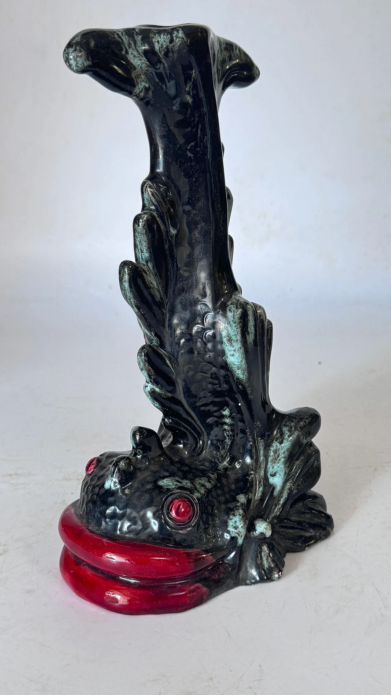 Sculptural glazed ceramic candlestick, mid-20th century 3