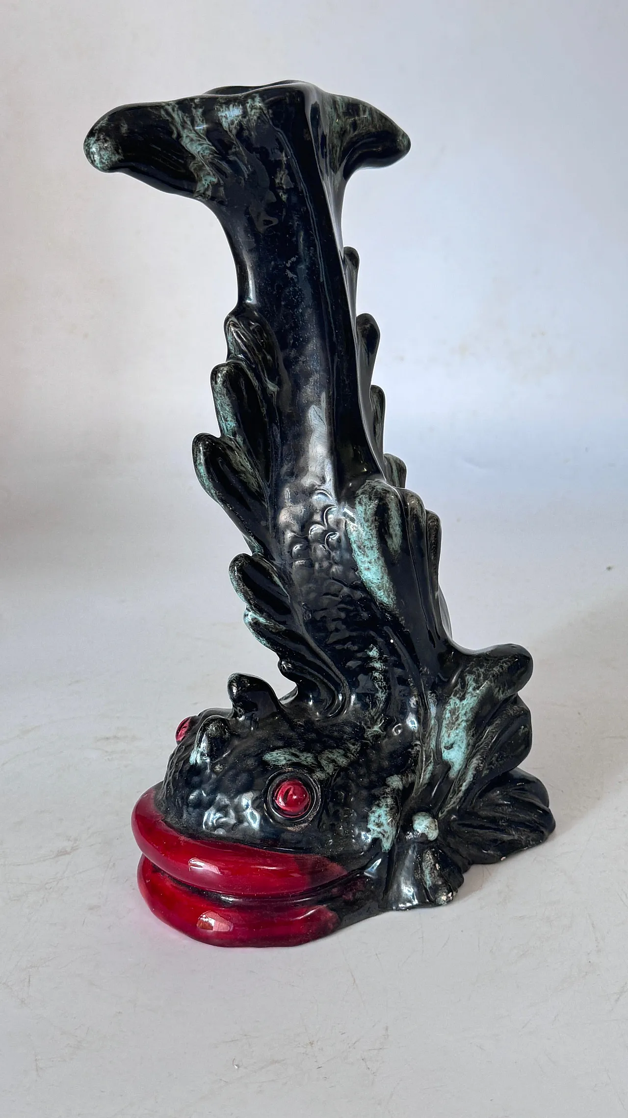 Sculptural glazed ceramic candlestick, mid-20th century 4
