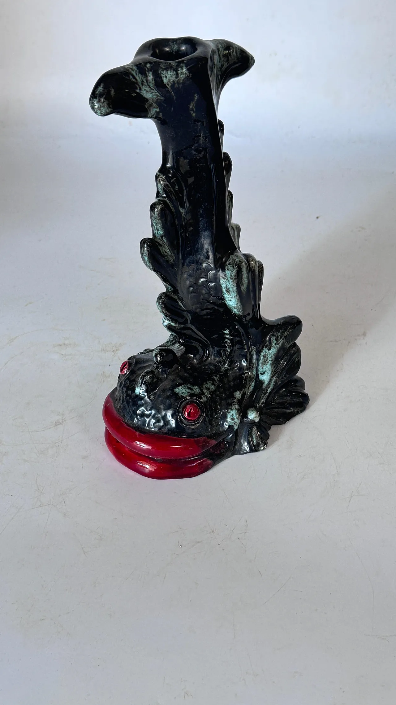 Sculptural glazed ceramic candlestick, mid-20th century 5
