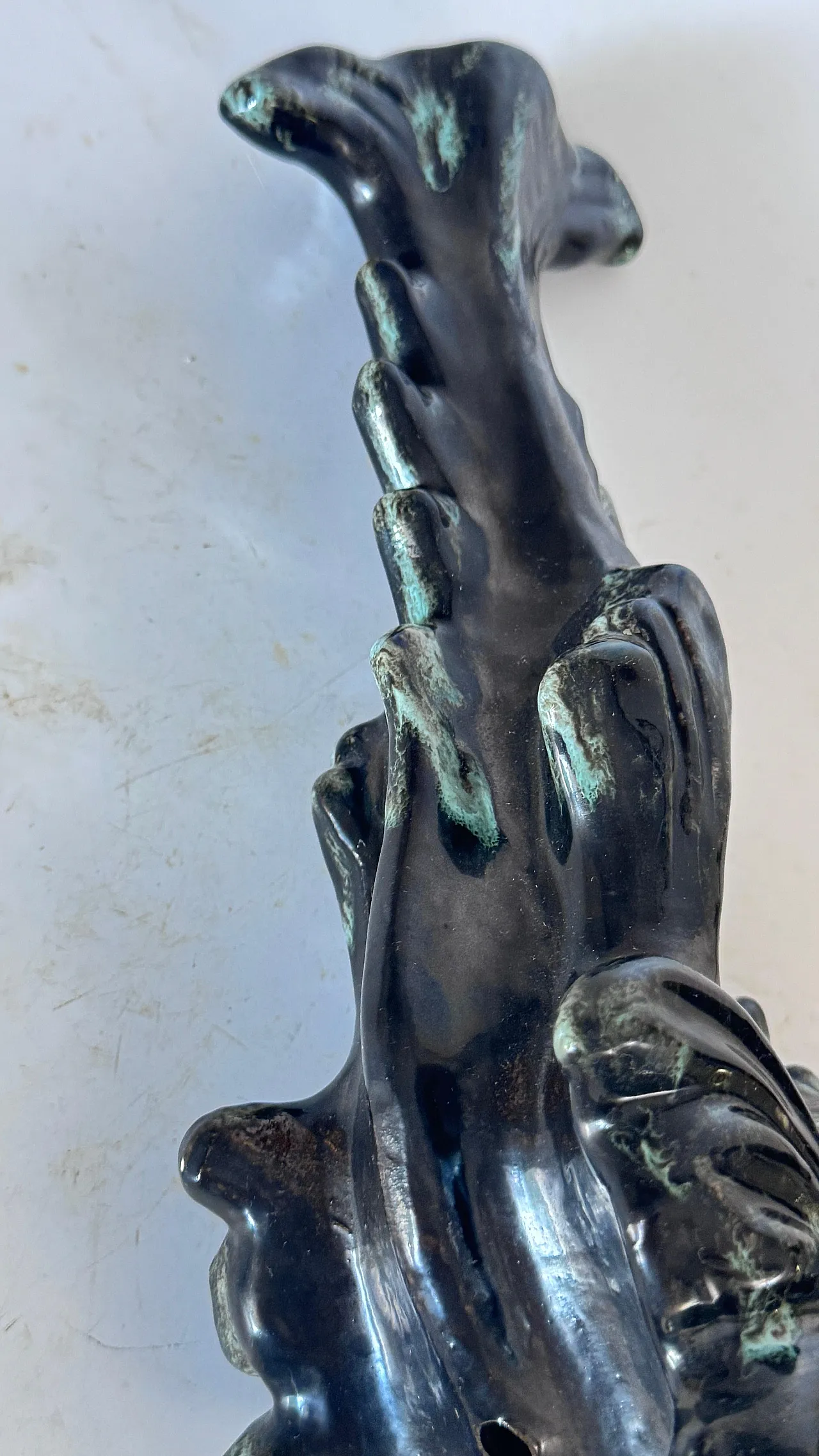 Sculptural glazed ceramic candlestick, mid-20th century 10
