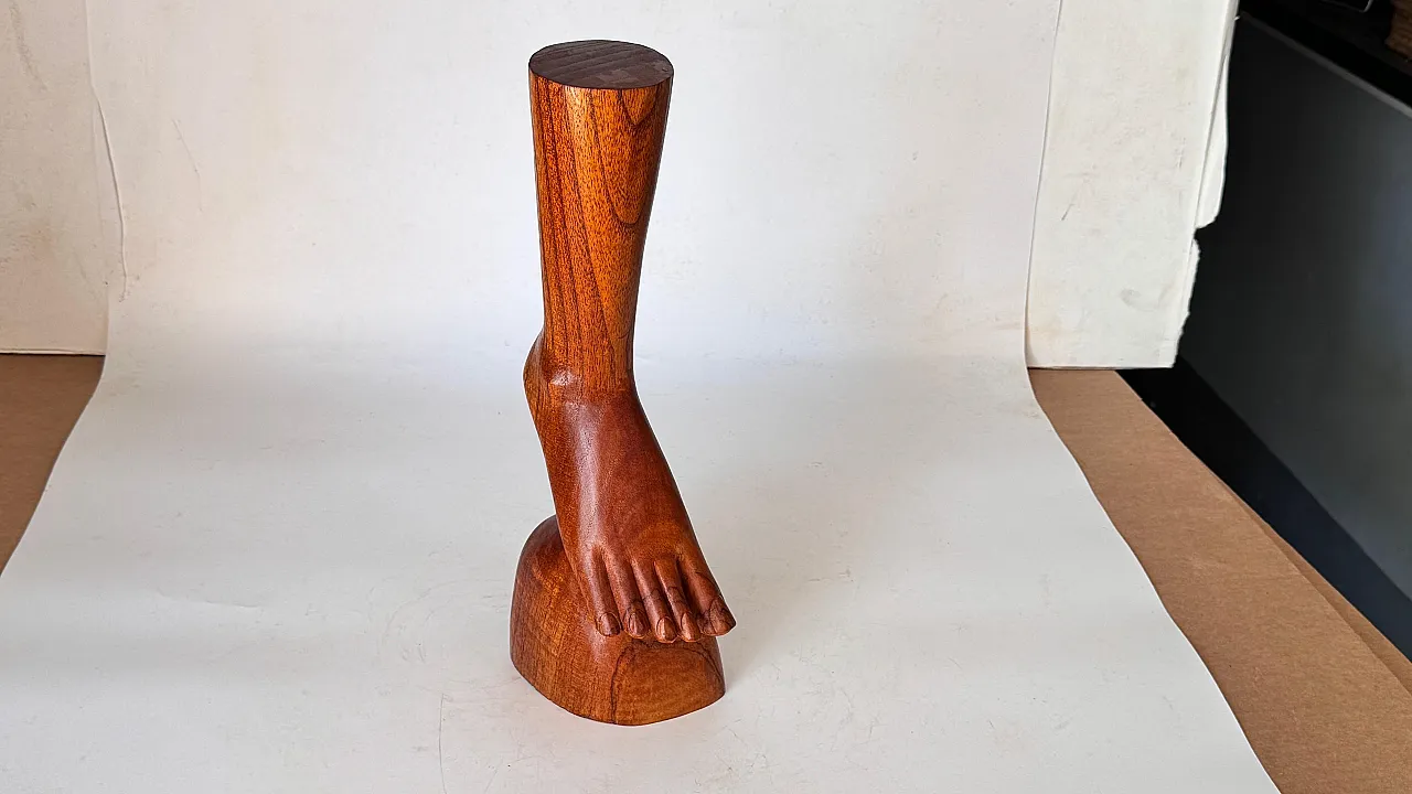 Sculptural Foot & Ankle jewelry display in patinated wood, 1960s 11