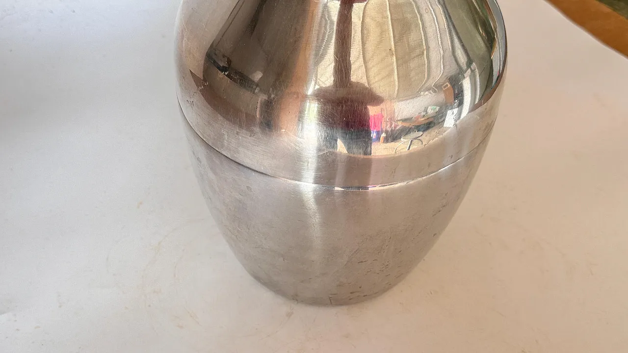 Secchiello per ghiaccio a forma di pera, finitura argentata, anni 70 7