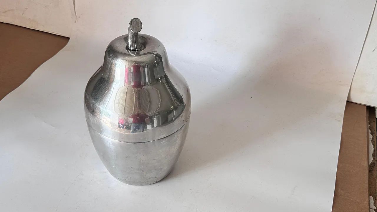 Secchiello per ghiaccio a forma di pera, finitura argentata, anni 70 10