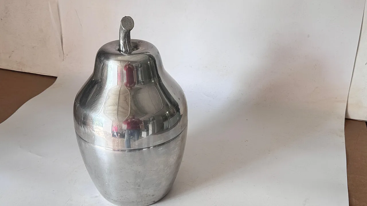 Secchiello per ghiaccio a forma di pera, finitura argentata, anni 70 11