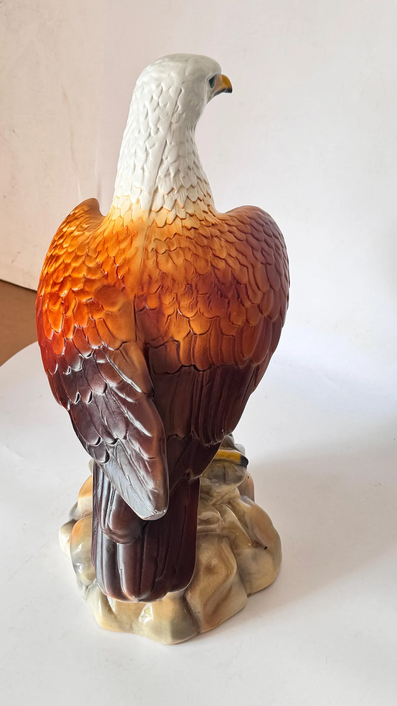 Hand-painted ceramic eagle sculpture large-scale decor, 1970s 11