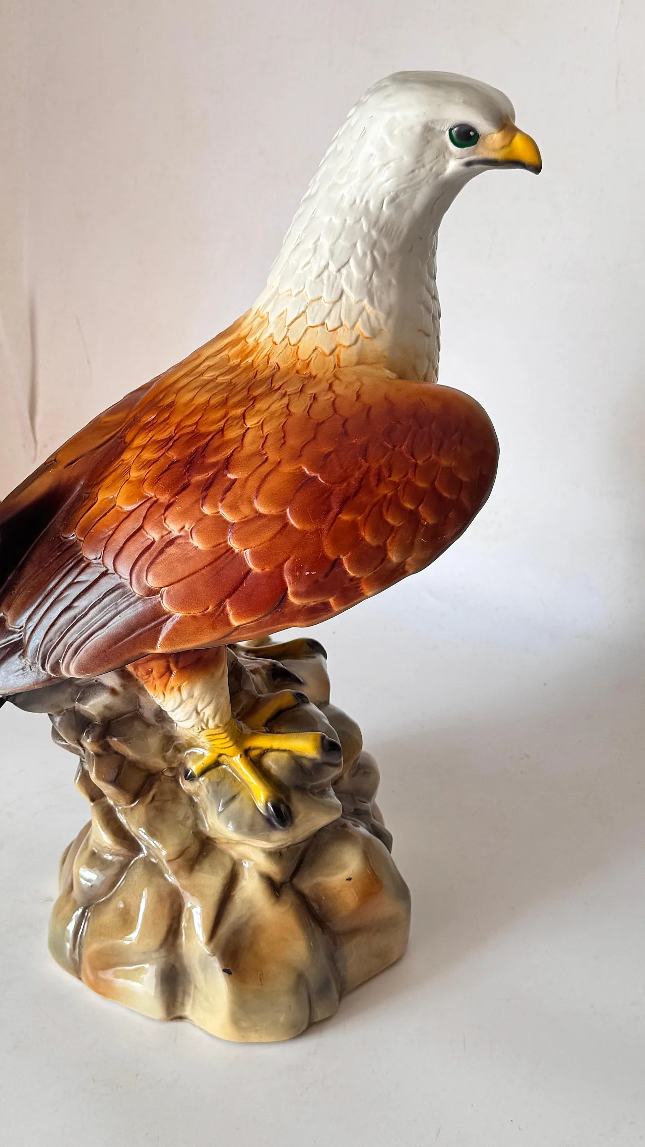 Hand-painted ceramic eagle sculpture large-scale decor, 1970s 12