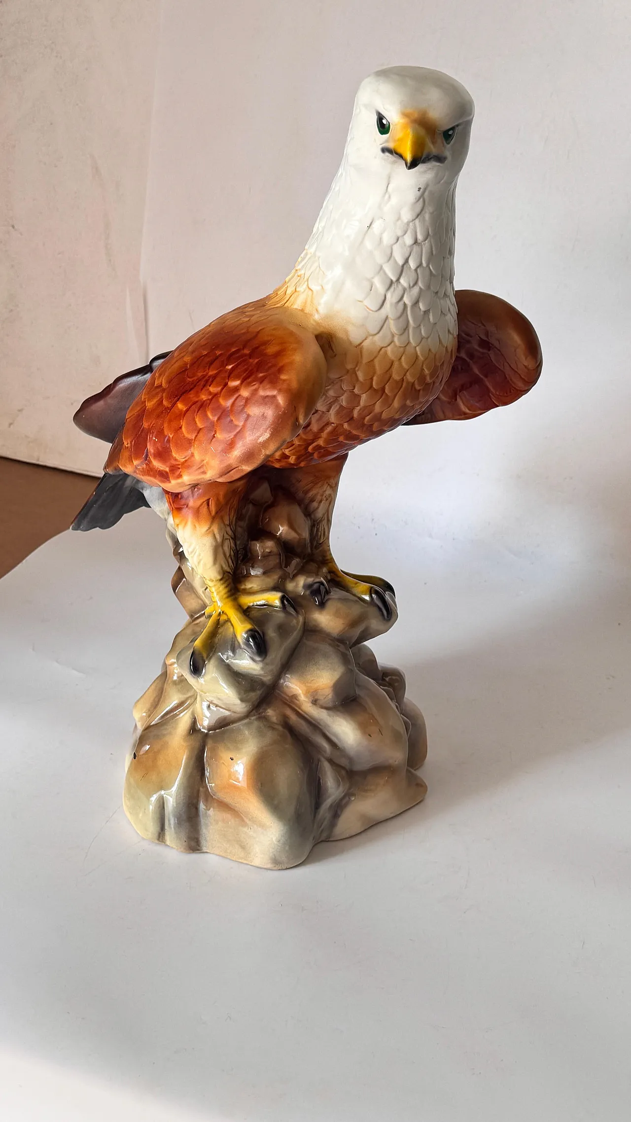 Hand-painted ceramic eagle sculpture large-scale decor, 1970s 15