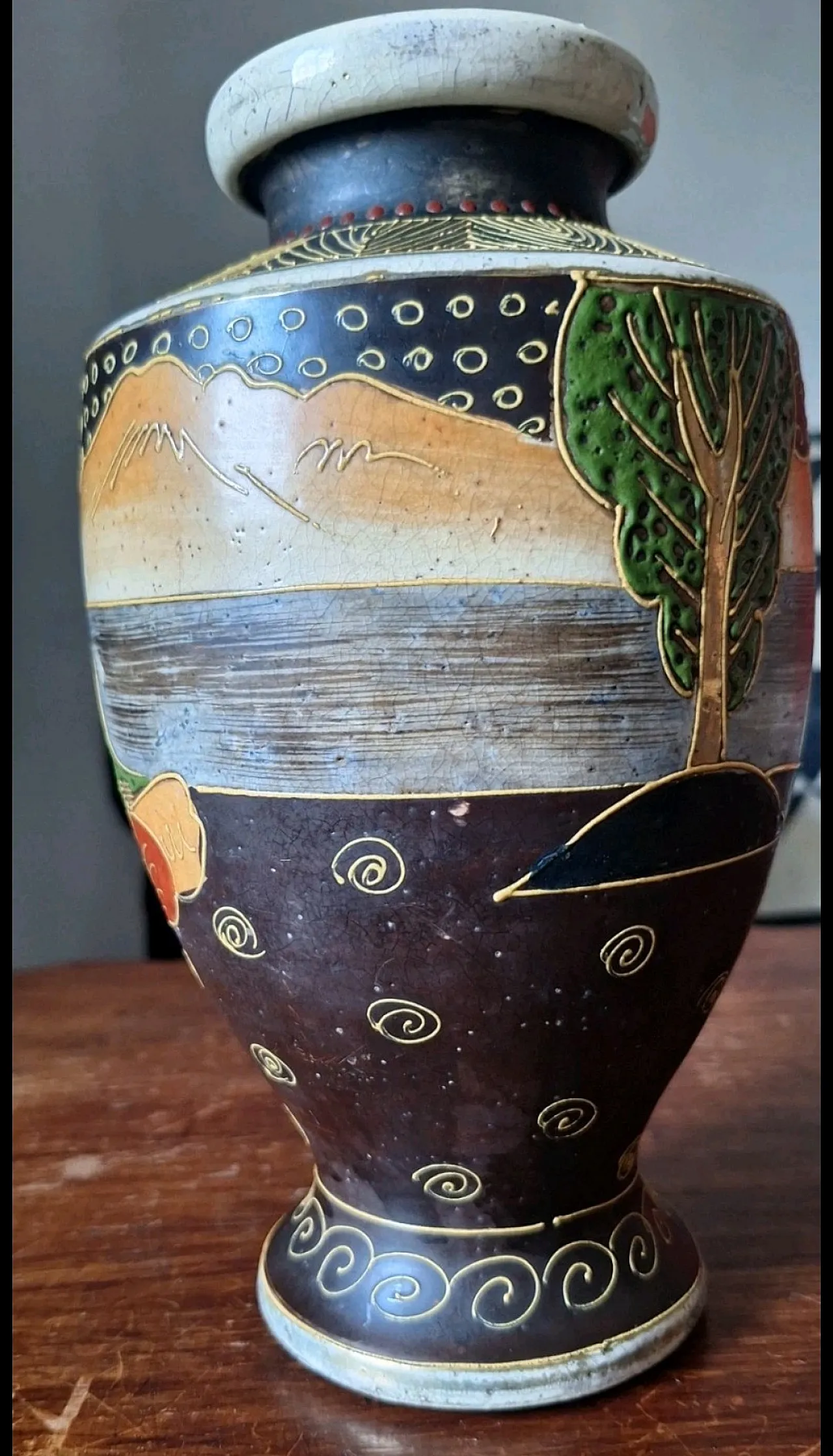 Antico Vaso Giapponese Satsuma con Personaggi, '900 5
