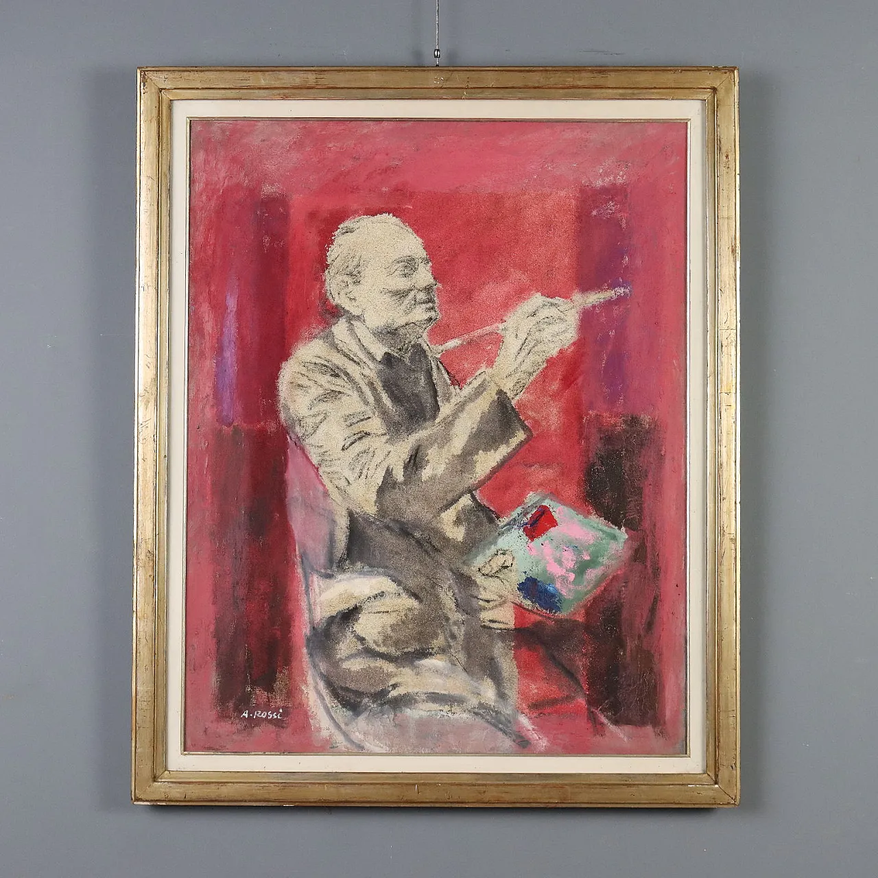 Painting by Attilio Rossi, oil on canvas, 1990s 1