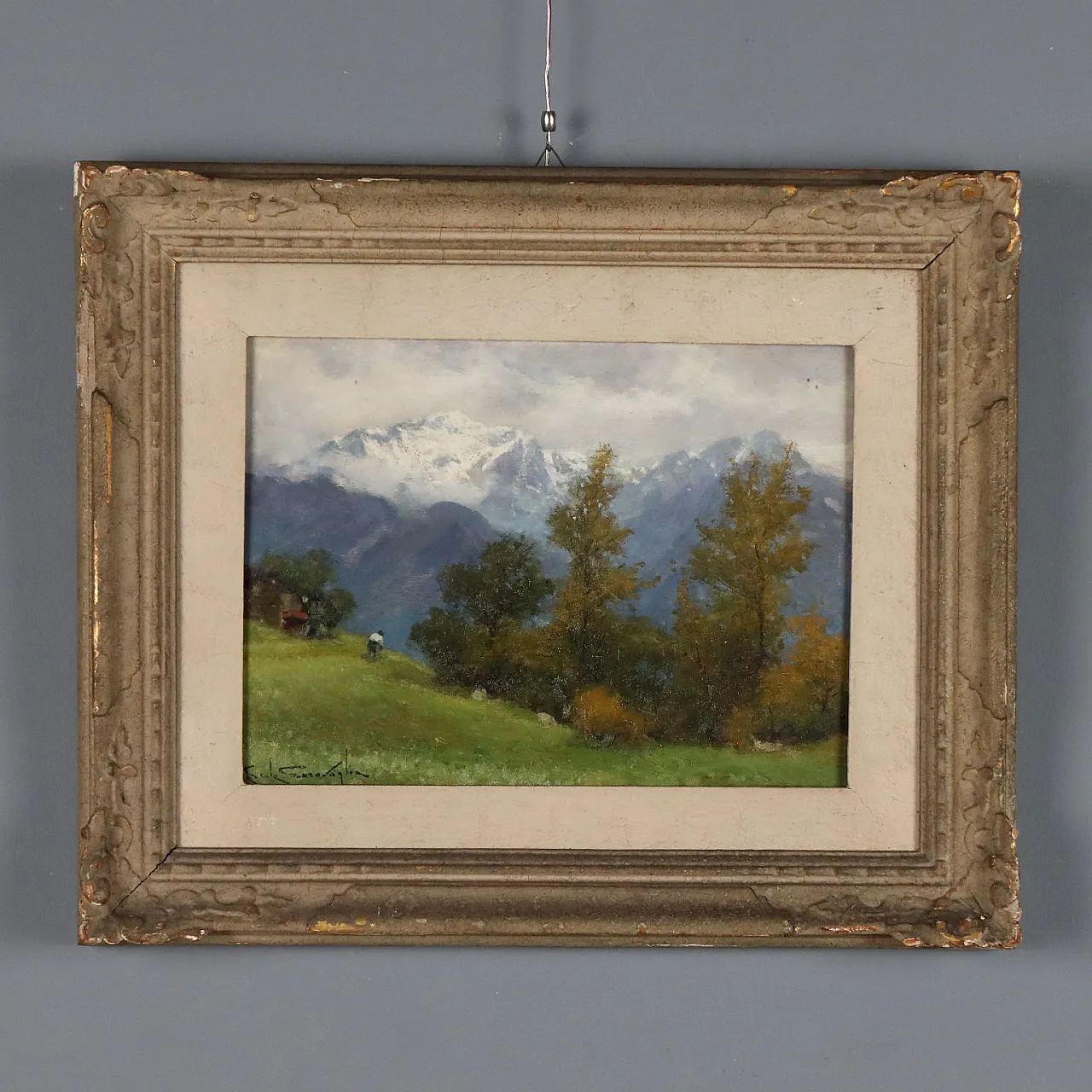 Painting by Ercole Garavaglia, oil on panel, 20th century 1