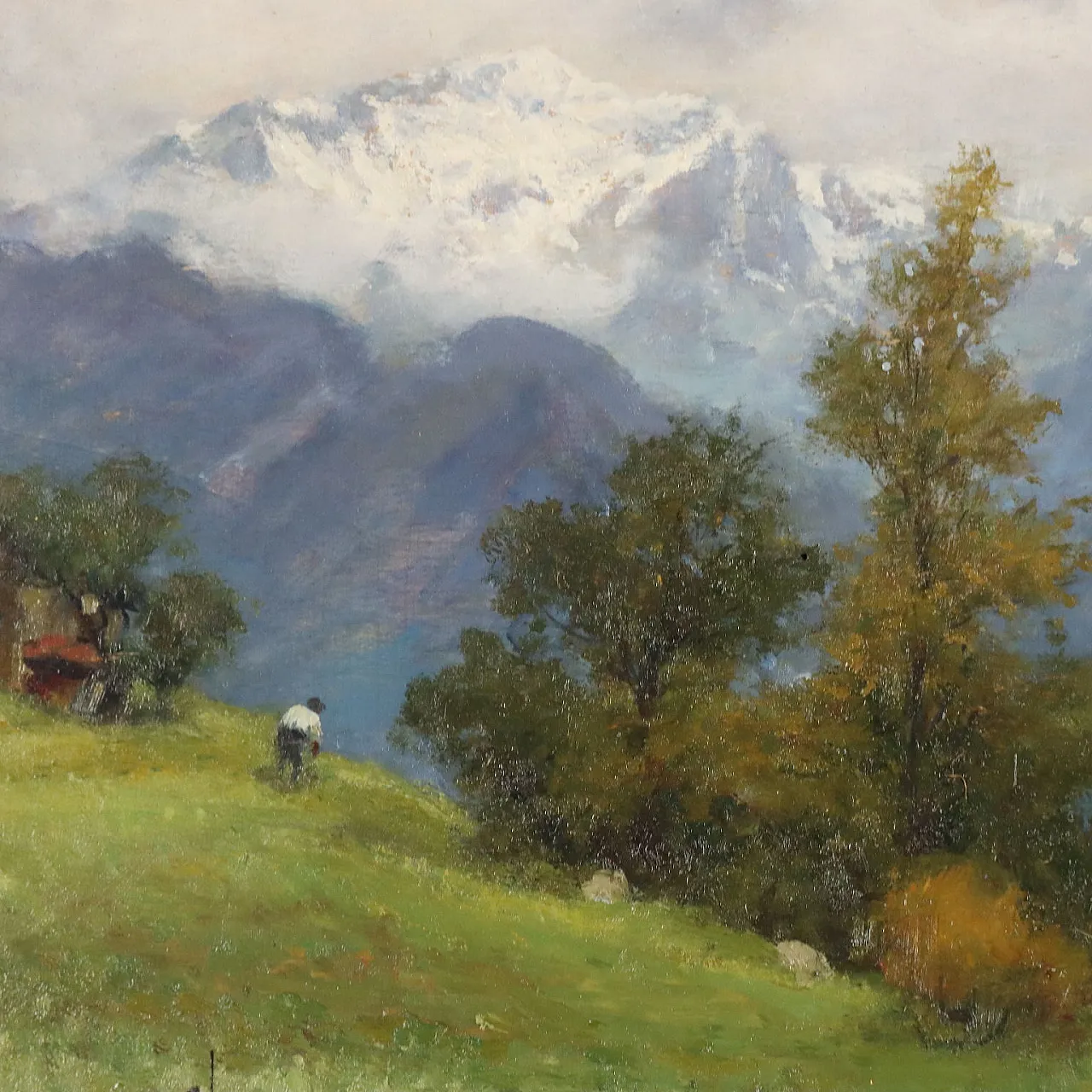Painting by Ercole Garavaglia, oil on panel, 20th century 3