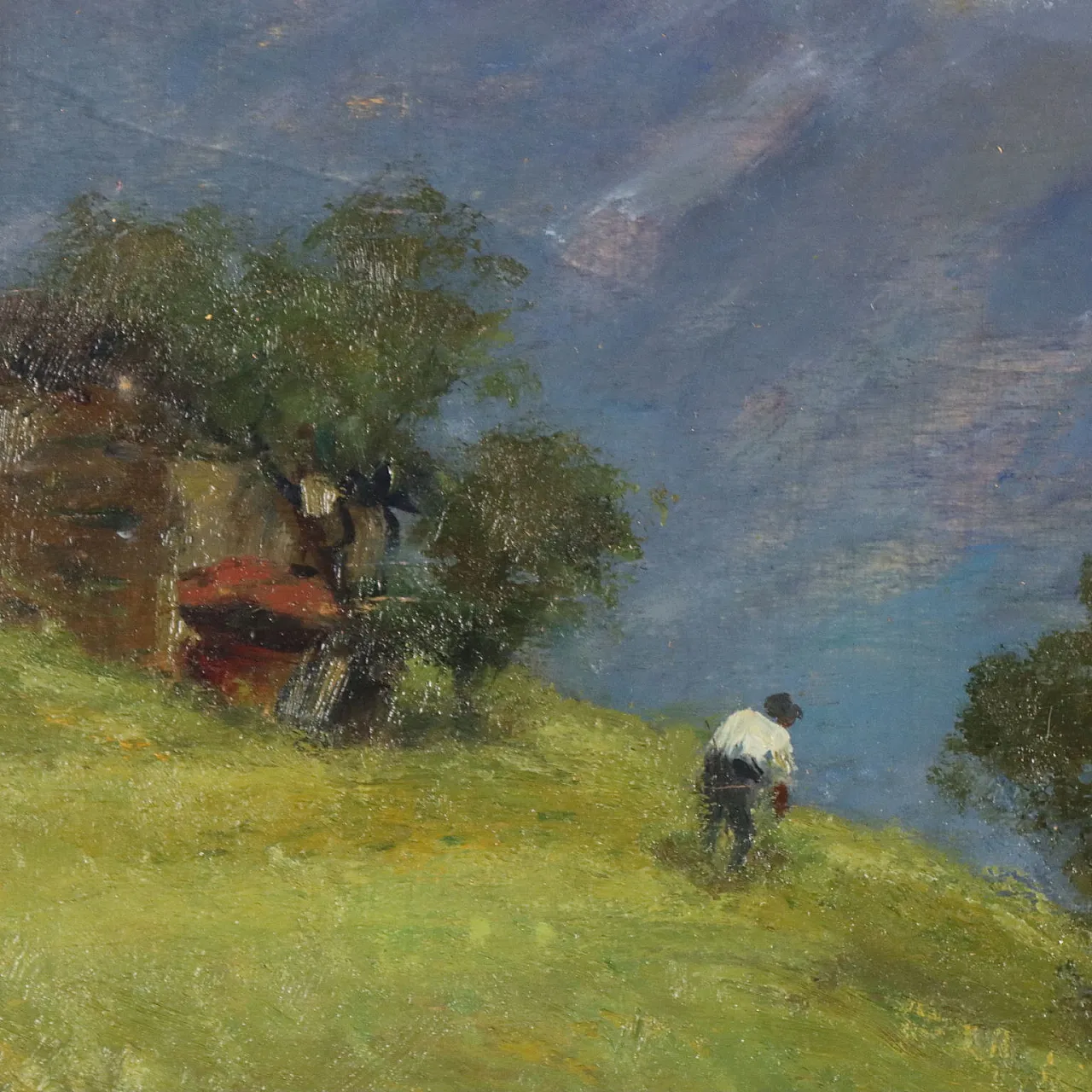 Painting by Ercole Garavaglia, oil on panel, 20th century 4