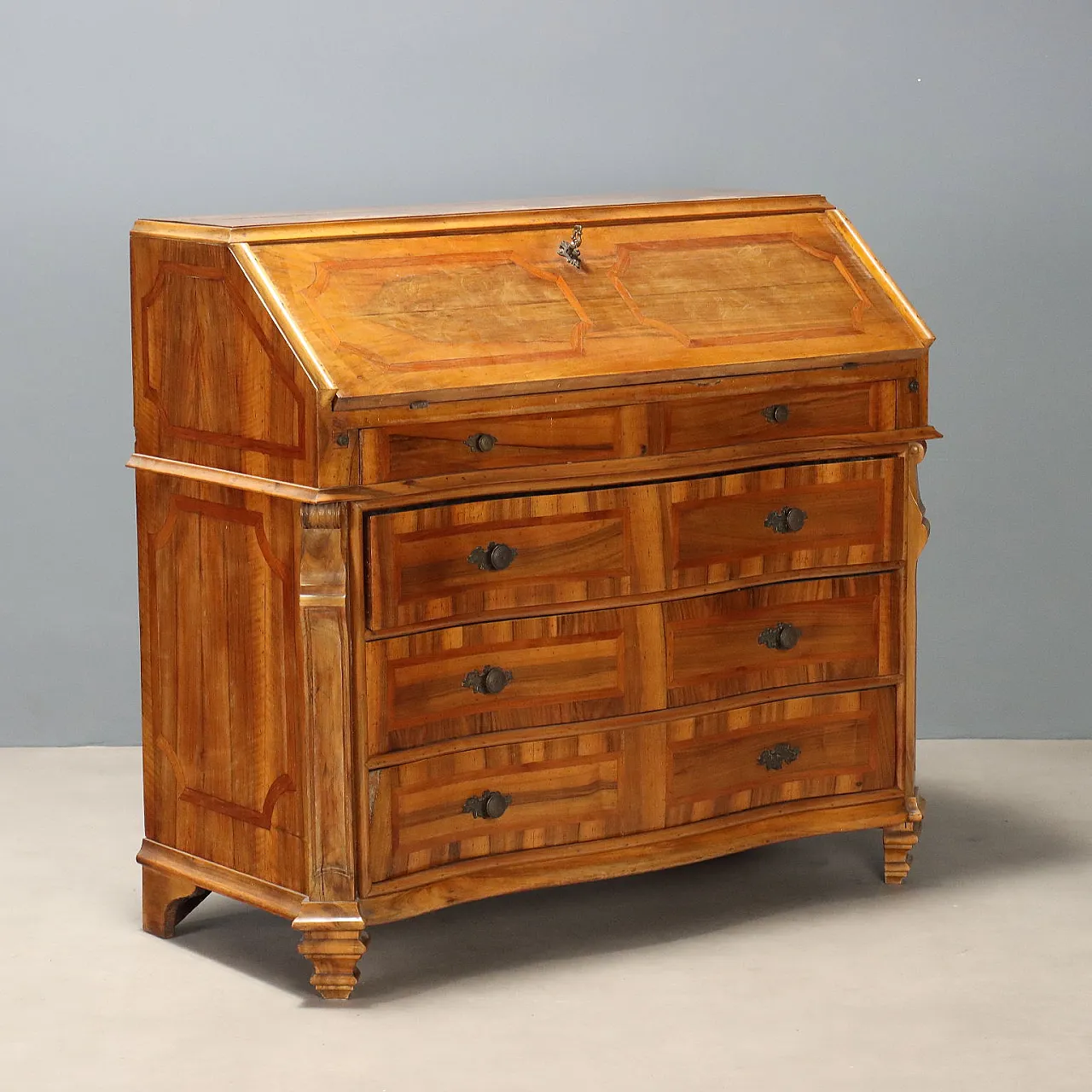 Walnut style drop-leaf cabinet with cherry trim, early 20th century 1