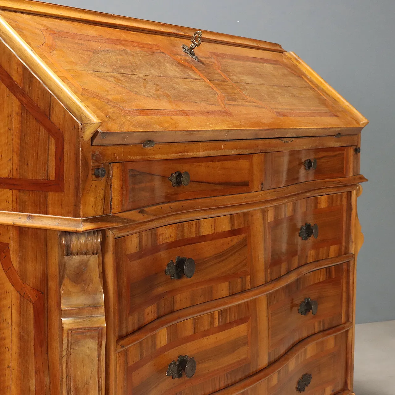Walnut style drop-leaf cabinet with cherry trim, early 20th century 4