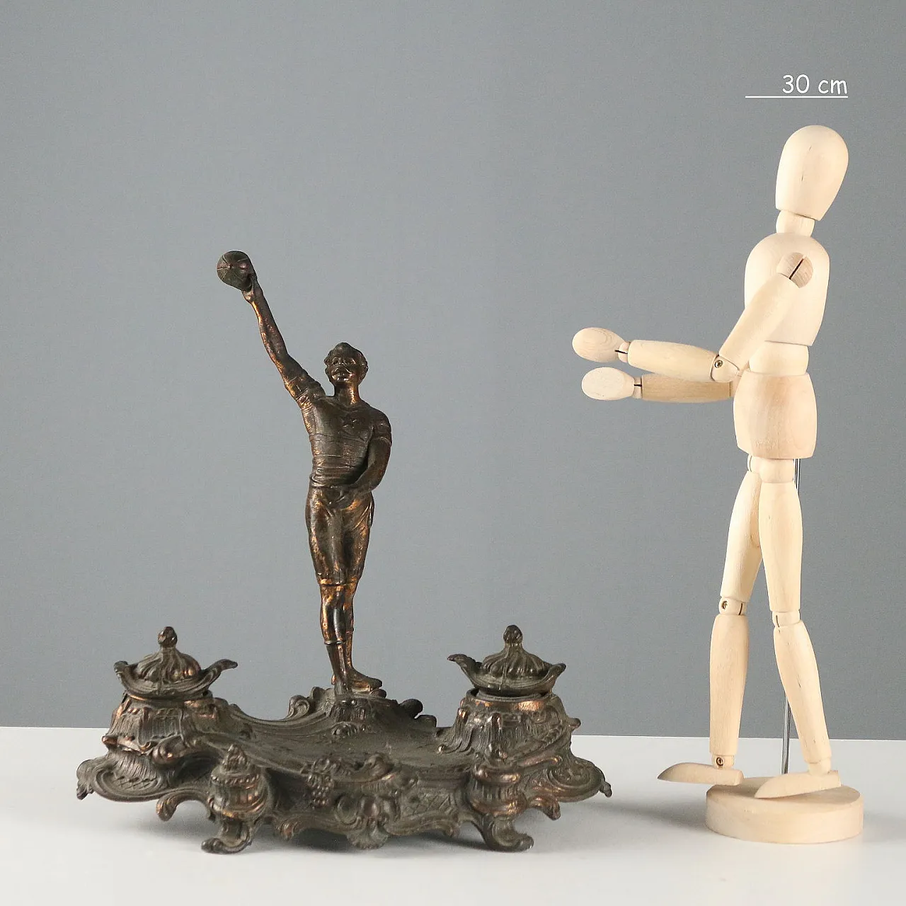 Inkwell in bronze patinated metal, 20th century 2