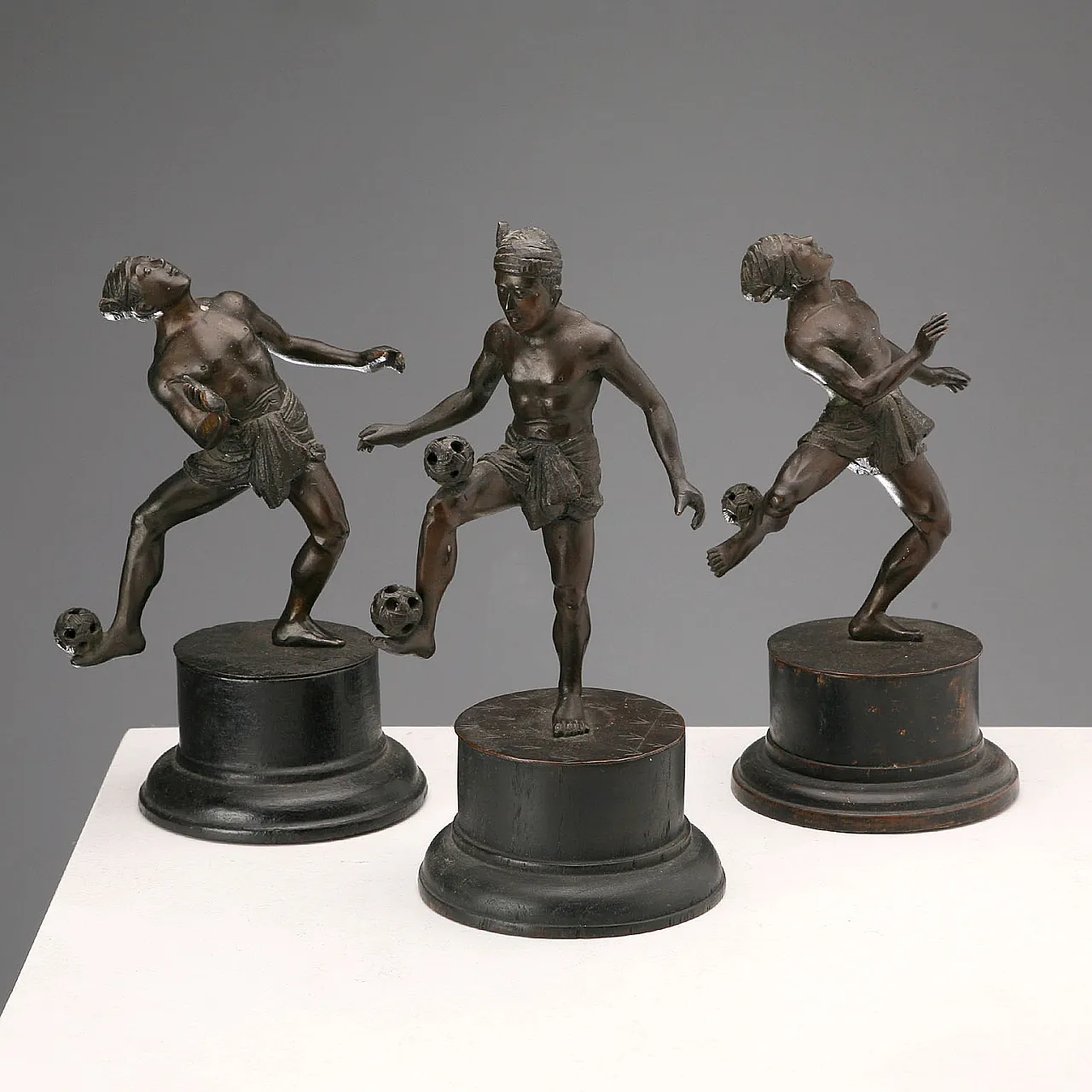 3 Bronze chinlone players, 20th century 1