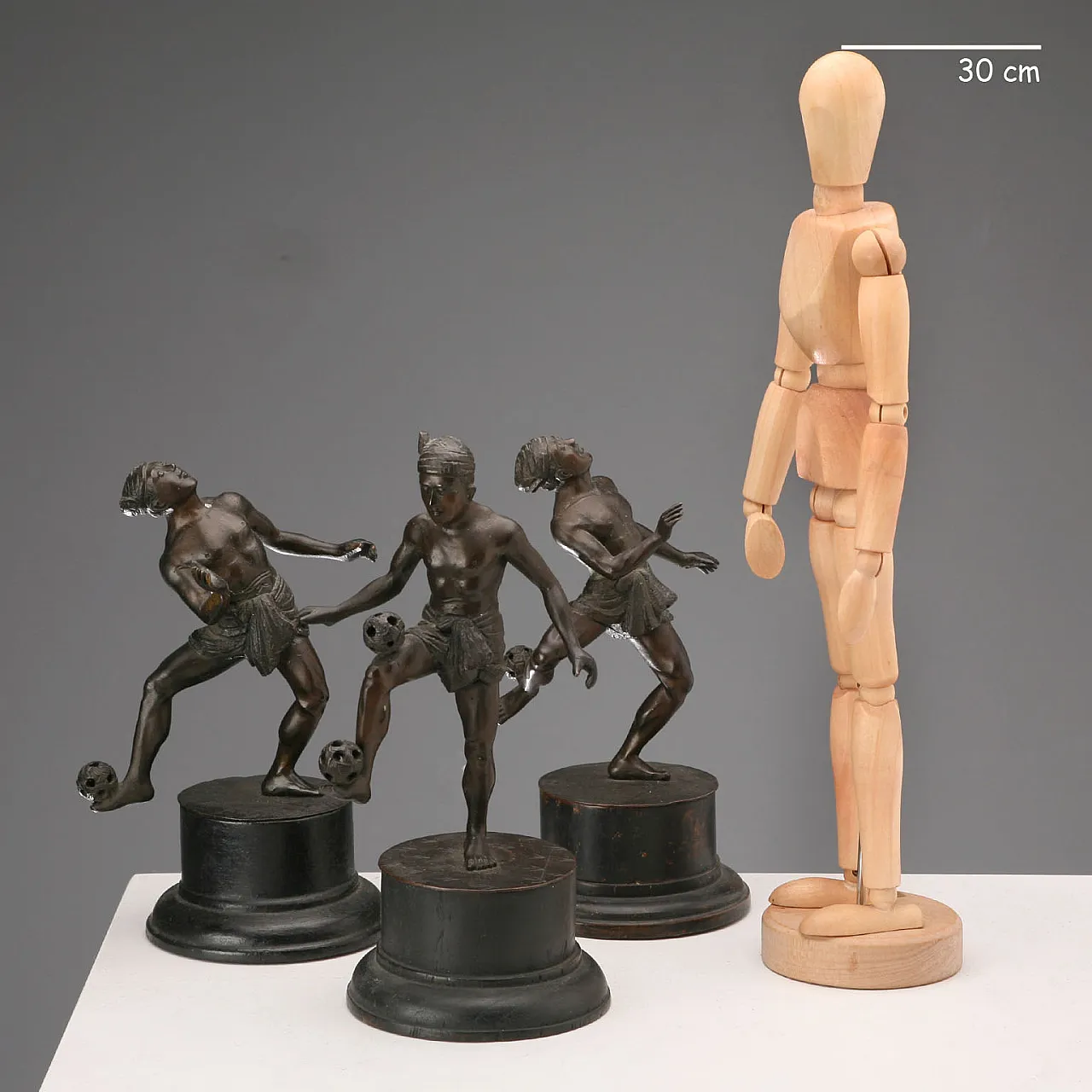 3 Bronze chinlone players, 20th century 2