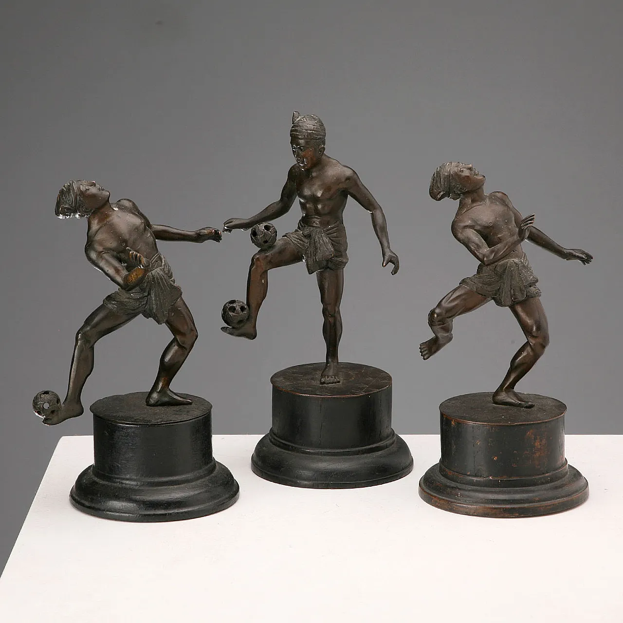 3 Bronze chinlone players, 20th century 3