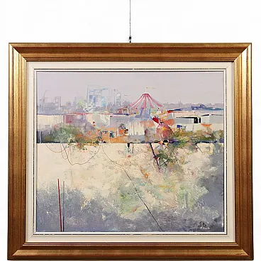 Painting by Temistocle Scola, oil on canvas, 20th century