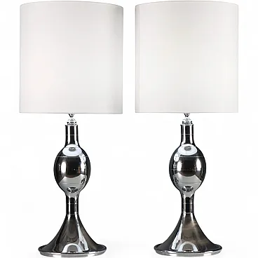Chrome metal table lamps, late 20th century