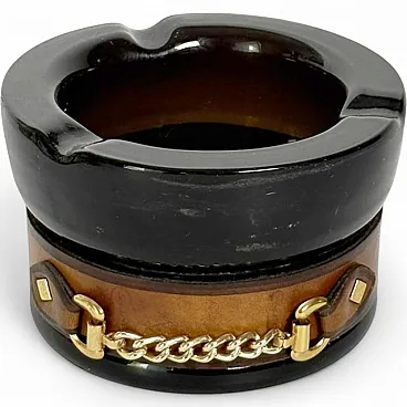 Glass and brass ashtray, 1970s