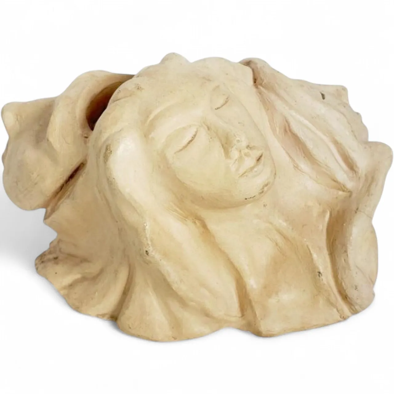 Raw clay sculpture with faces, 1980s 10