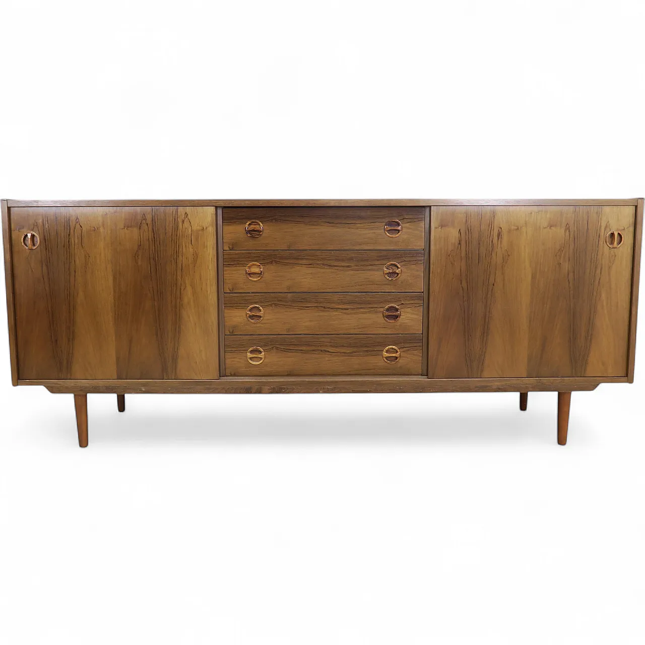 Teak sideboard with central drawers, 1960s 11