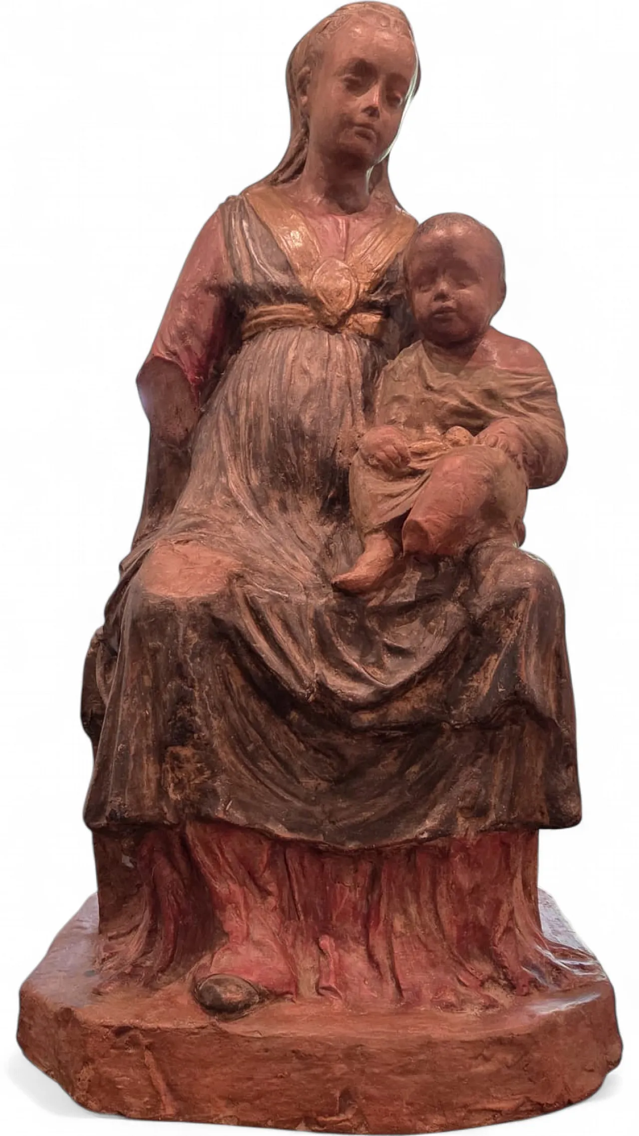 Madonna col Bambino in Trono in Terracotta Policroma, '900 8