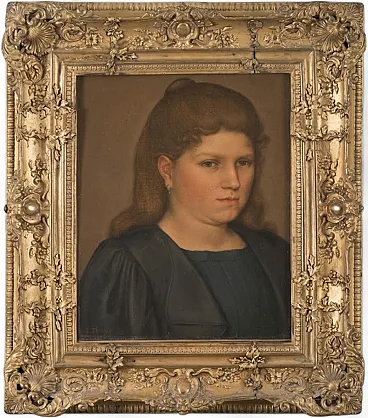 Portrait of a bourgeois woman signed E. Thomas 19th century