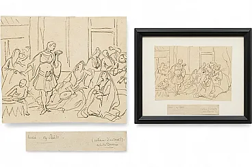 Orientalist interior drawing of Harem Achille Devéria (1800–1857)