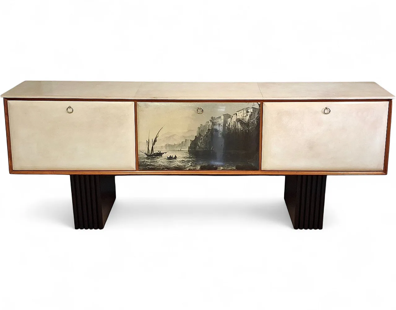 Long sideboard with period print covered in original 1950s parchment 15