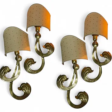 Vintage brass wall sconces by Hans Möller, Germany, 1960s, set of 4