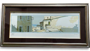 Aldo Riso, Coastal Village, early 21st century, Lithograph