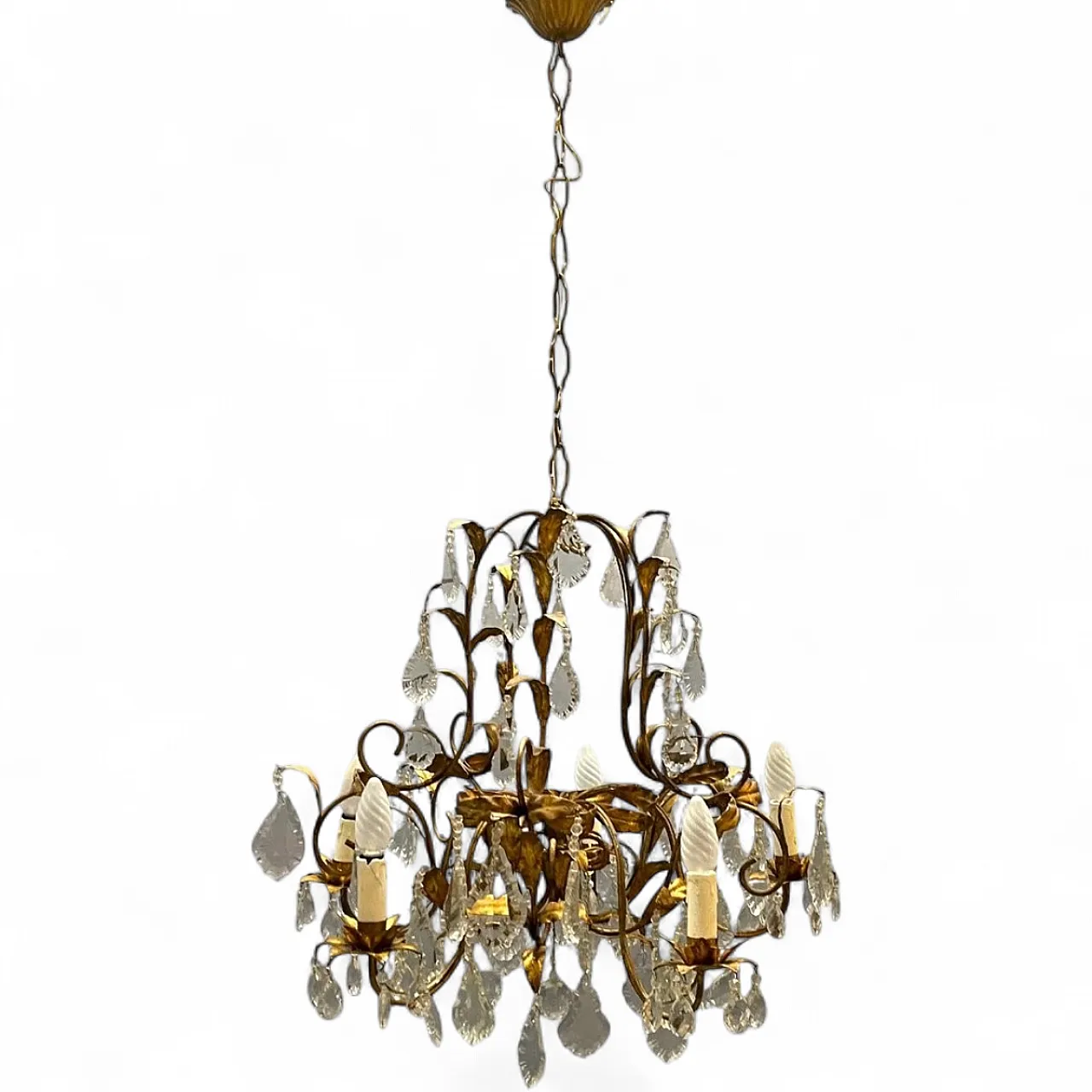 Golden chandelier, Italy, 1950s 12
