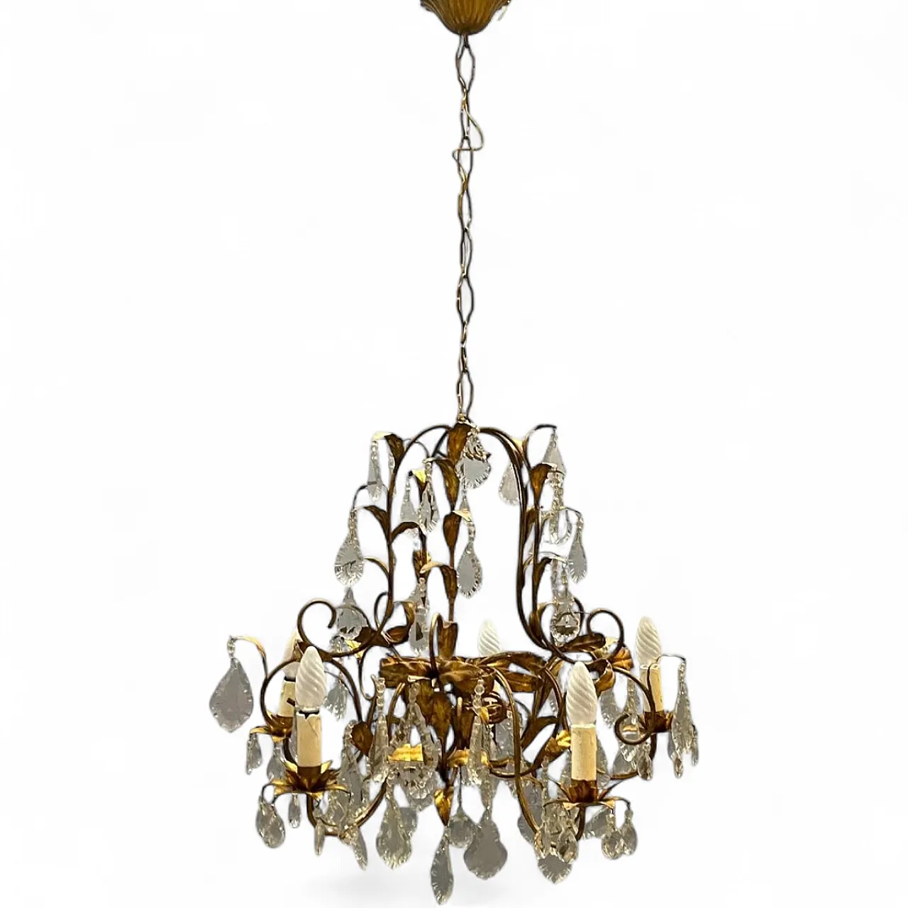 Golden chandelier, Italy, 1950s 13