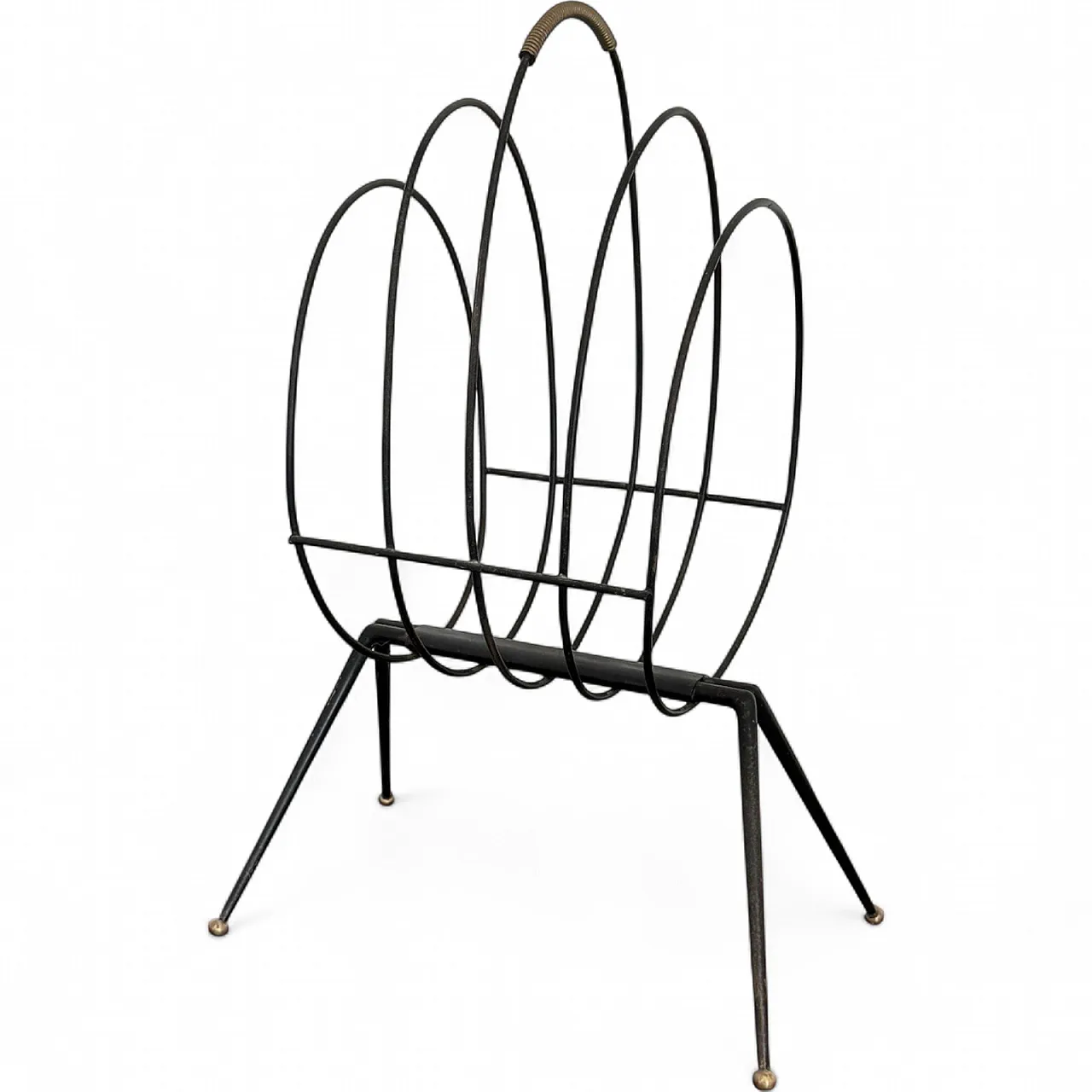 Mid-Century Iron Magazine Rack Gio Ponti Style, 1950s 17