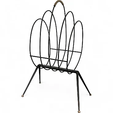 Mid-Century Iron Magazine Rack Gio Ponti Style, 1950s