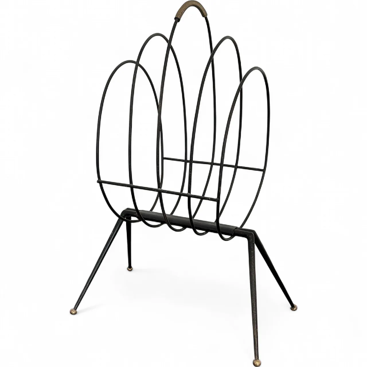 Mid-Century Iron Magazine Rack Gio Ponti Style, 1950s 18