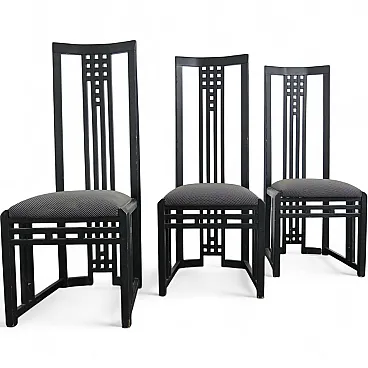Tris Wooden Throne Chairs by Giorgetti, 1970s