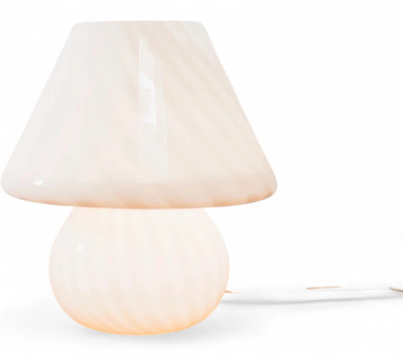 Large Murano Mushroom Rose Table Lamp 1970’s Design Pink Shade 16