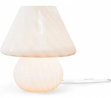 Large Murano Mushroom Rose Table Lamp 1970’s Design Pink Shade