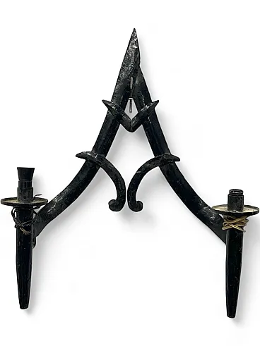 Brutalist Wall Lamp Medieval Style Antique Late 19th Century
