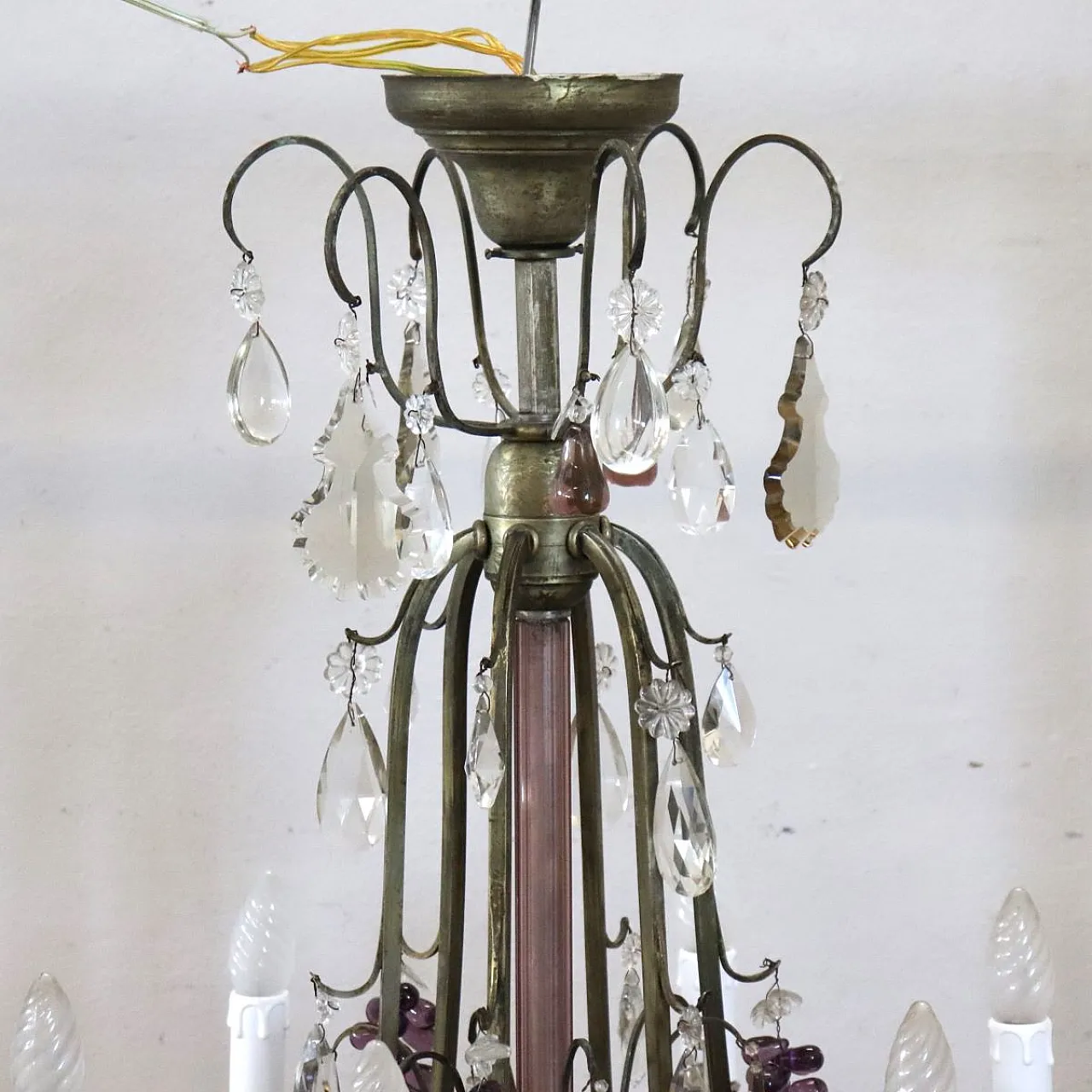 Bronze chandelier with fruit pendants, 19 lights, early 1900s 7