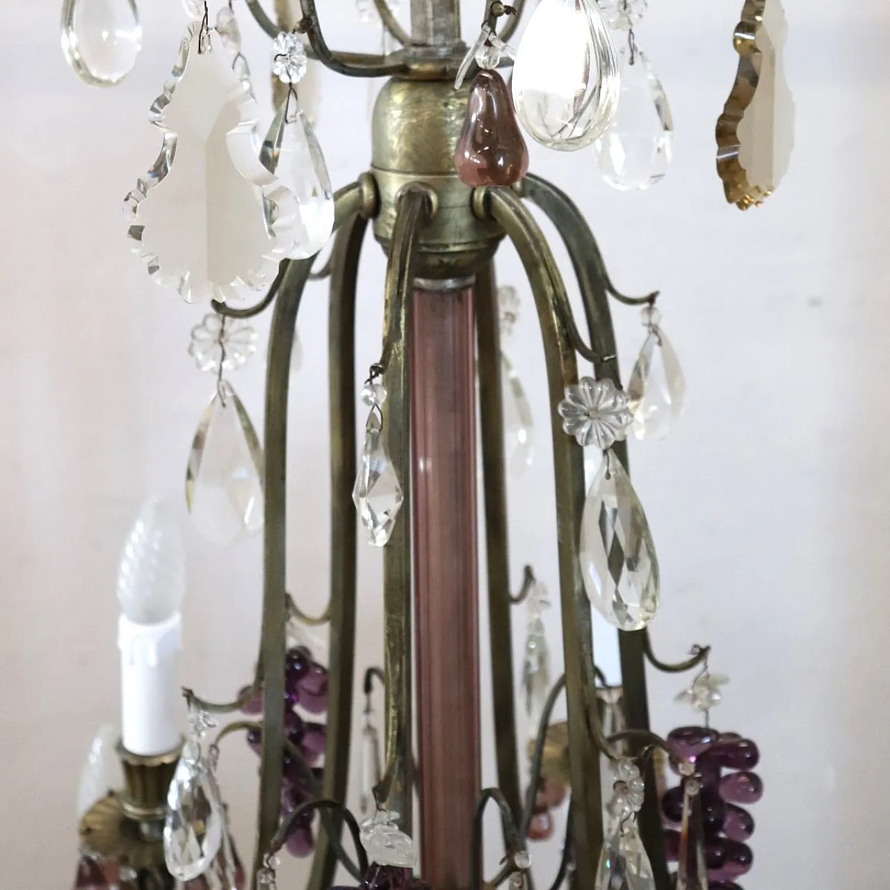 Bronze chandelier with fruit pendants, 19 lights, early 1900s 8