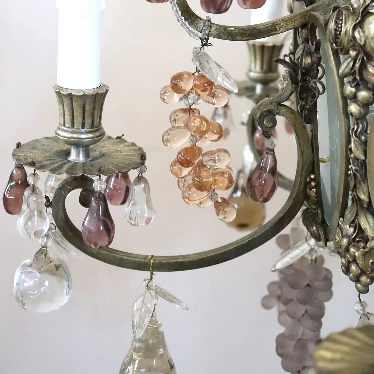 Bronze chandelier with fruit pendants, 19 lights, early 1900s 12