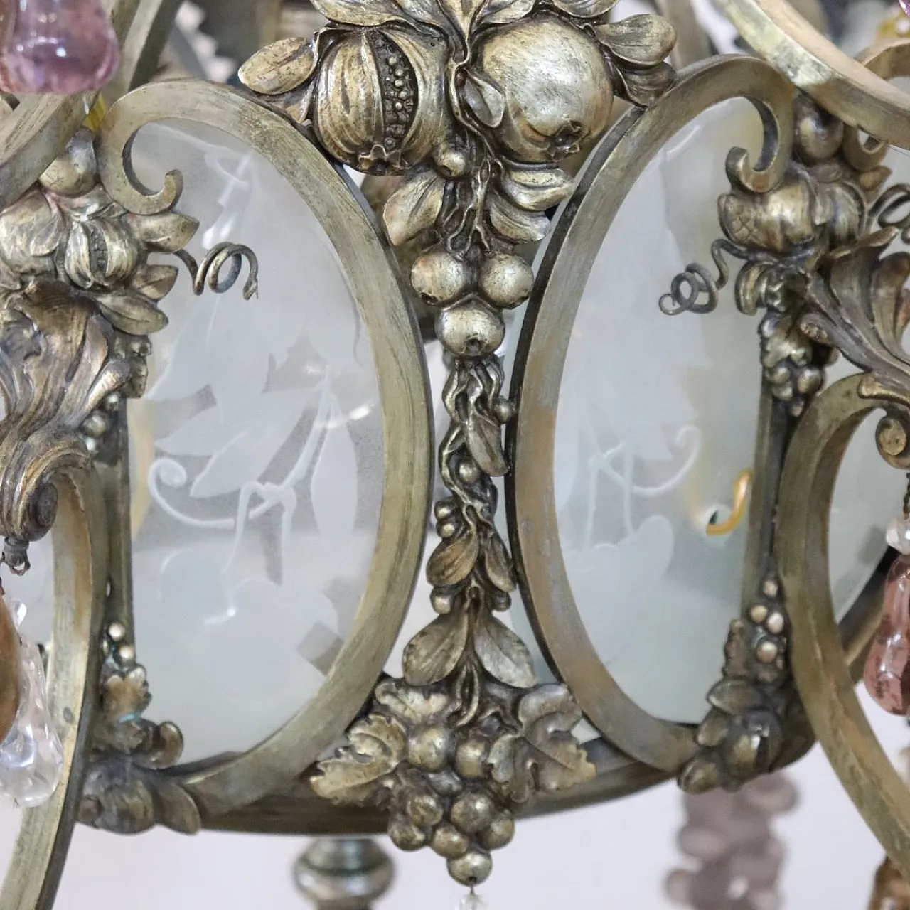 Bronze chandelier with fruit pendants, 19 lights, early 1900s 13