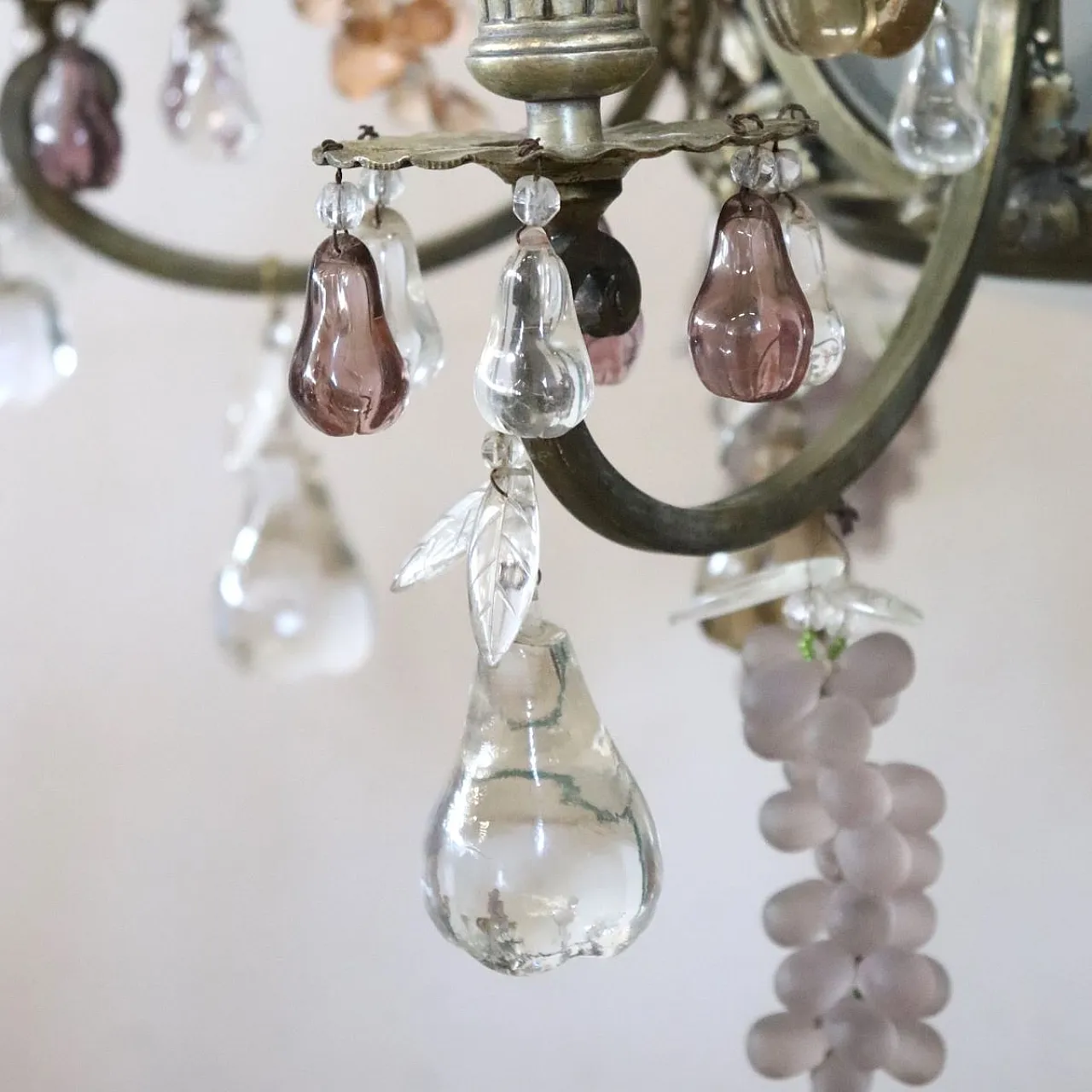 Bronze chandelier with fruit pendants, 19 lights, early 1900s 15