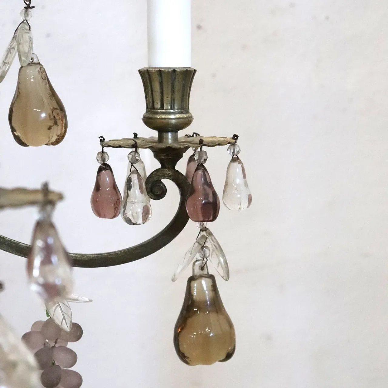 Bronze chandelier with fruit pendants, 19 lights, early 1900s 16