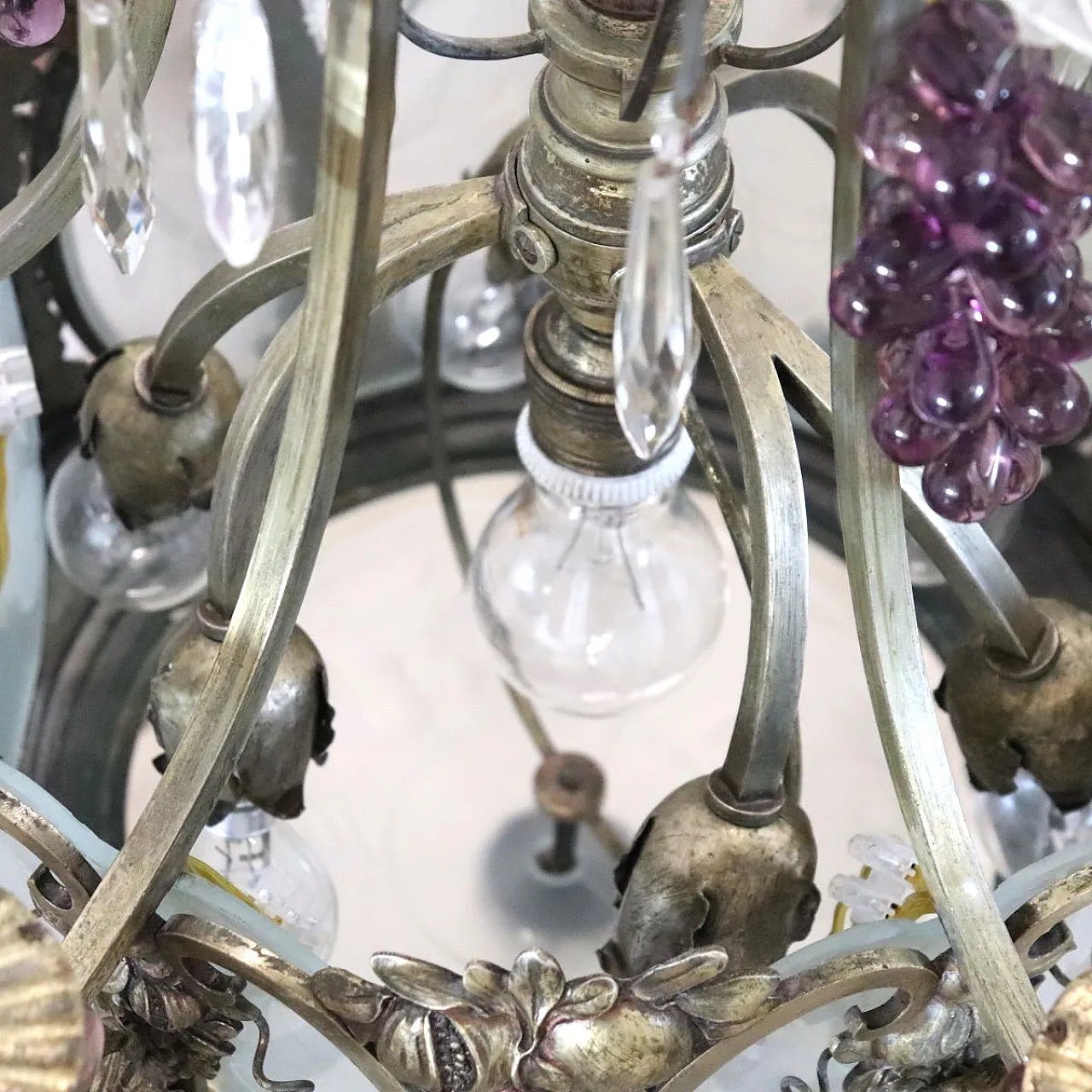 Bronze chandelier with fruit pendants, 19 lights, early 1900s 18
