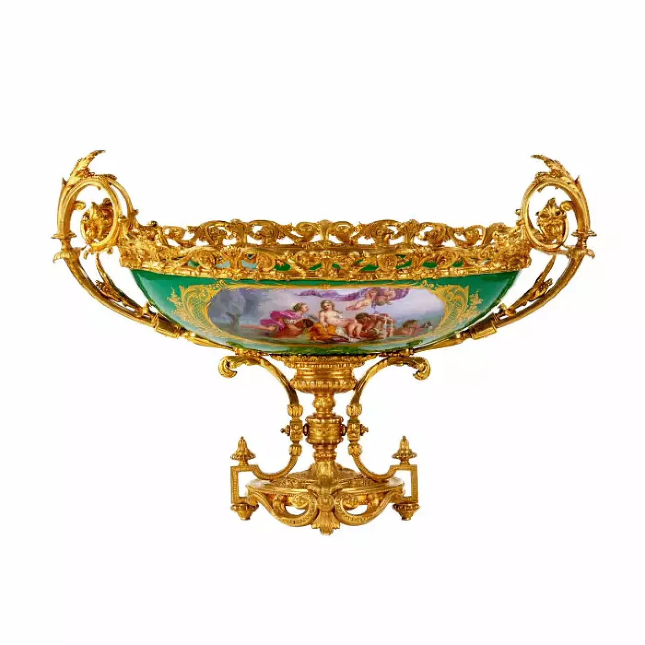 Vase in gilt bronze and painted porcelain, late 20th century 1